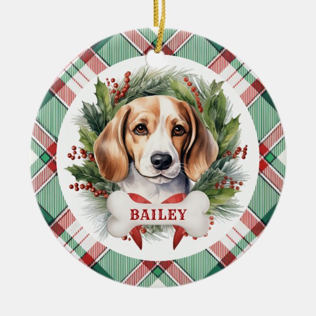 Beagle Ceramic Circle Ornament (Front)
