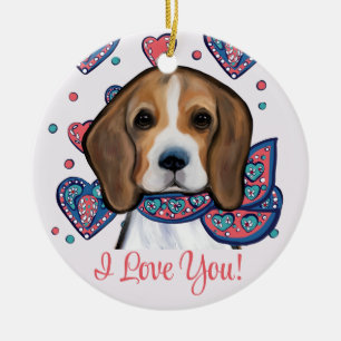 Beagle ceramic ornament