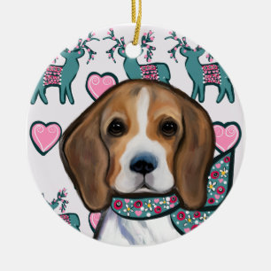 Beagle ceramic ornament