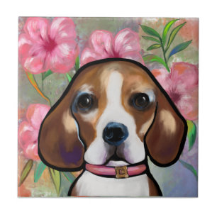 Beagle ceramic tile