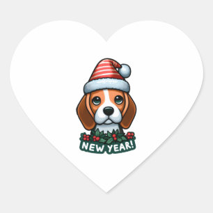 Beagle Cheer Festive New Year Wishes Classic T-Shi Heart Sticker