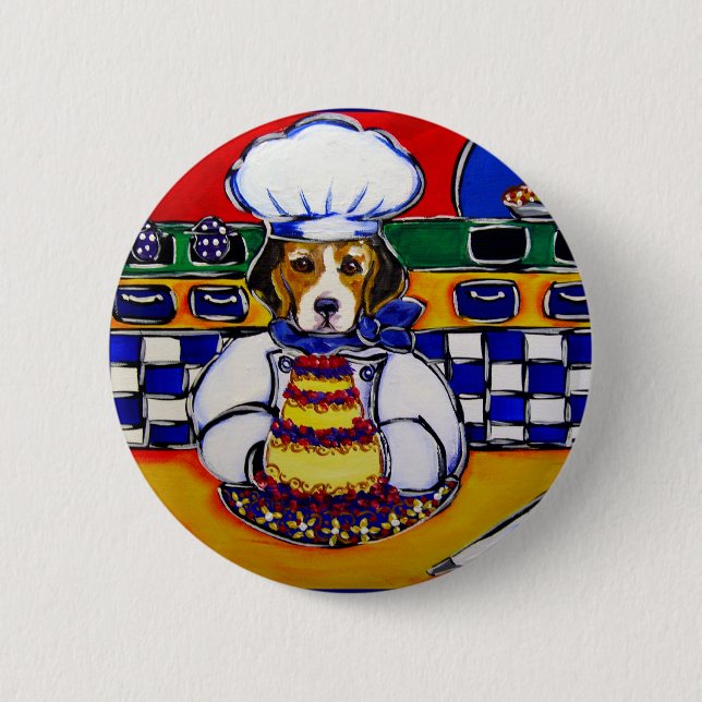 Beagle Chef 6 Cm Round Badge (Front)