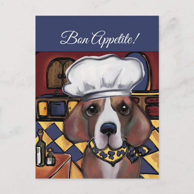  BEAGLE  CHEF HOLIDAY POSTCARD (Front)