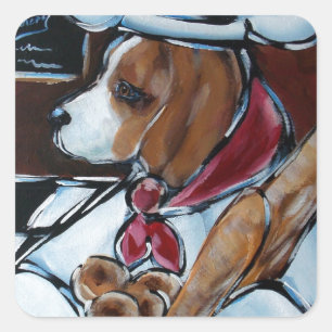 BEAGLE CHEF SQUARE STICKER