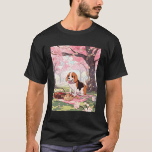 Beagle Cherry Blossom Funny Dog Picnic T-Shirt