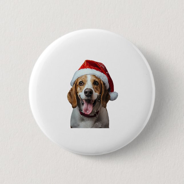 Beagle Christmas  6 Cm Round Badge (Front)
