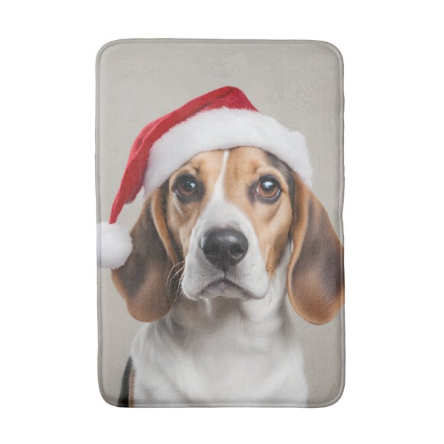 Beagle Christmas Bath Mat (Front Vertical)