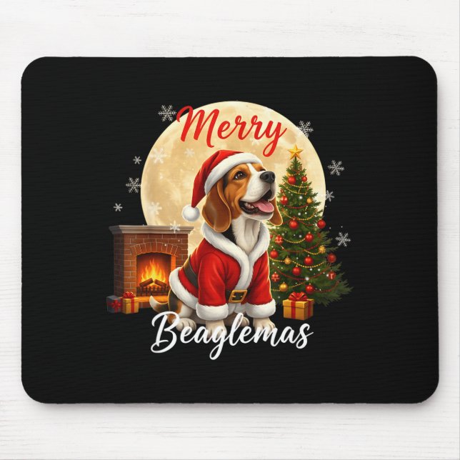 Beagle Christmas Beagle Costume Beagle Xmas Merry  Mouse Pad (Front)