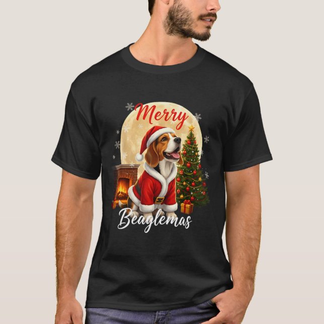 Beagle Christmas Beagle Costume Beagle Xmas Merry  T-Shirt (Front)