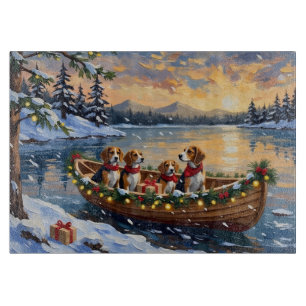 Beagle Christmas Boat Holiday Cutting Board