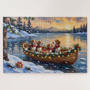Beagle Christmas Boat Holiday Jigsaw Puzzle