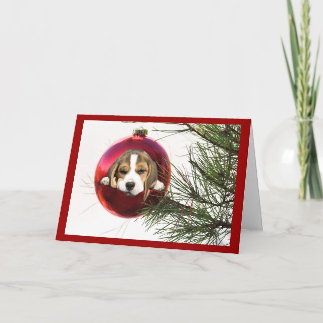Beagle Christmas Card Ball (Front)