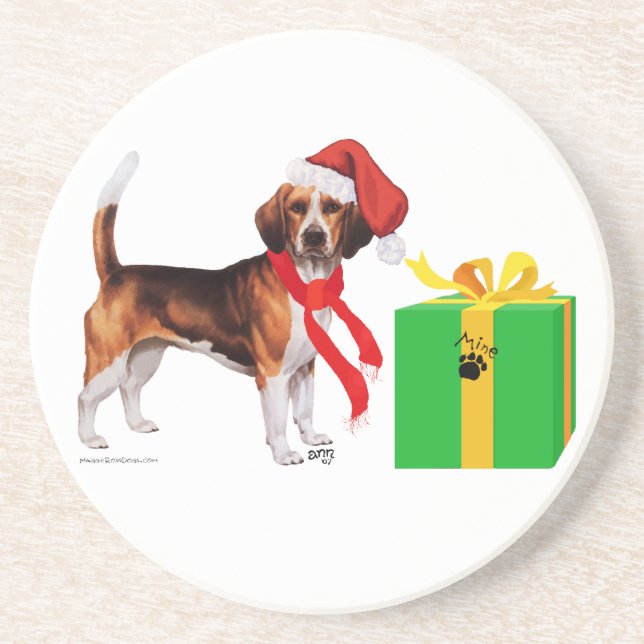 Beagle Christmas Coaster (Front)