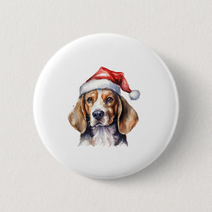 Beagle Christmas Dog 6 Cm Round Badge
