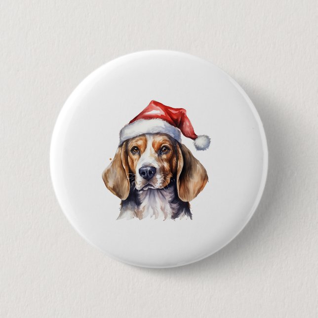 Beagle Christmas Dog  6 Cm Round Badge (Front)