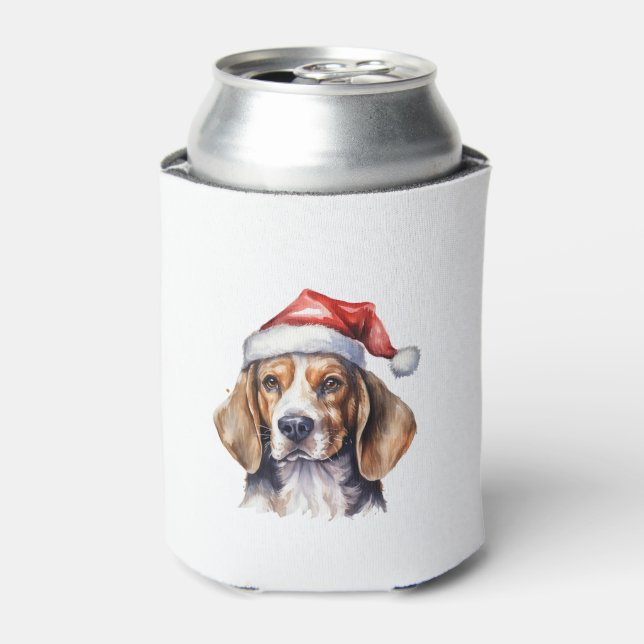 Beagle Christmas Dog  Can Cooler (Can Front)