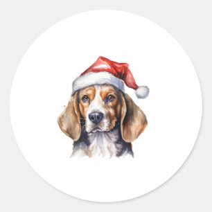 Beagle Christmas Dog Classic Round Sticker