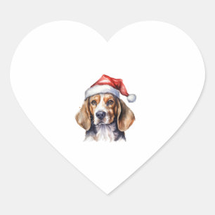 Beagle Christmas Dog Heart Sticker