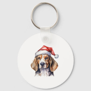 Beagle Christmas Dog  Key Ring