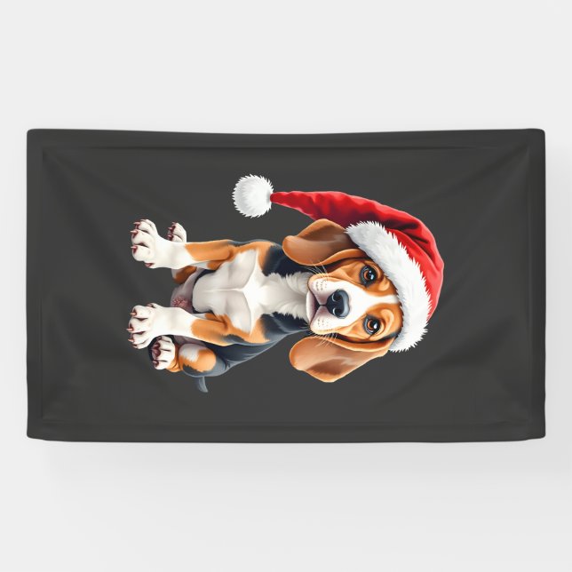Beagle Christmas Dog Long Sleeve T-Shirt Banner (Horizontal)