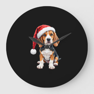 Beagle Christmas Dog Long Sleeve T-Shirt Large Clock