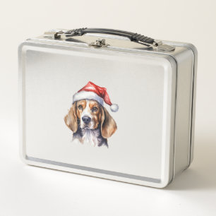 Beagle Christmas Dog Metal Lunch Box