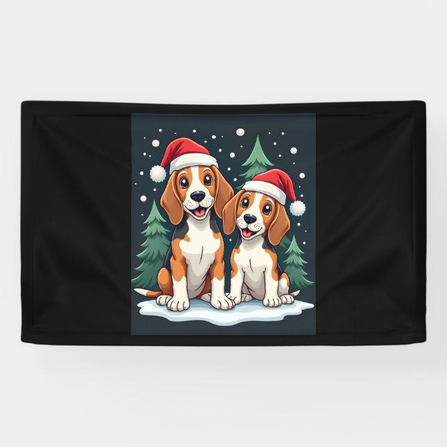 Beagle Christmas Dog Owner Xmas Holiday Pajama Lon Banner (Horizontal)