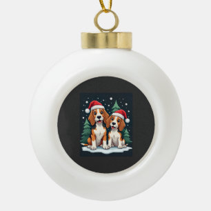 Beagle Christmas Dog Owner Xmas Holiday Pajama Lon Ceramic Ball Christmas Ornament