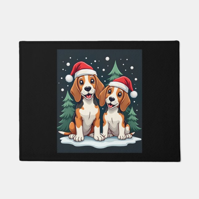 Beagle Christmas Dog Owner Xmas Holiday Pajama Lon Doormat (Front)