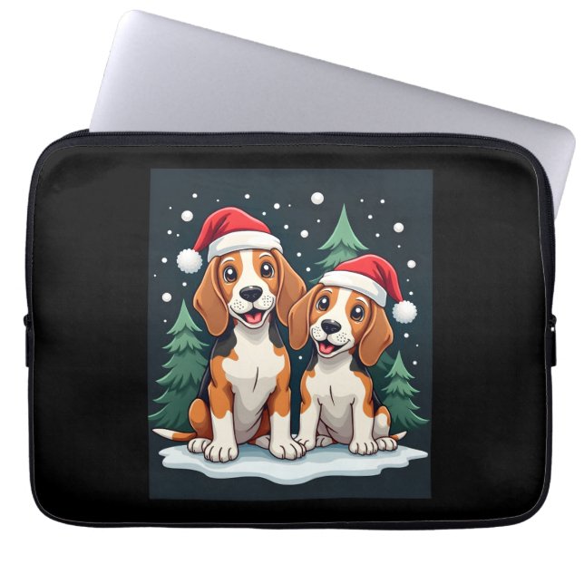 Beagle Christmas Dog Owner Xmas Holiday Pajama Lon Laptop Sleeve (Front)
