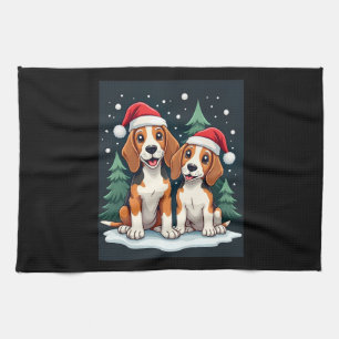 Beagle Christmas Dog Owner Xmas Holiday Pajama Lon Tea Towel