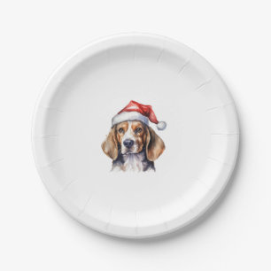 Beagle Christmas Dog  Paper Plate