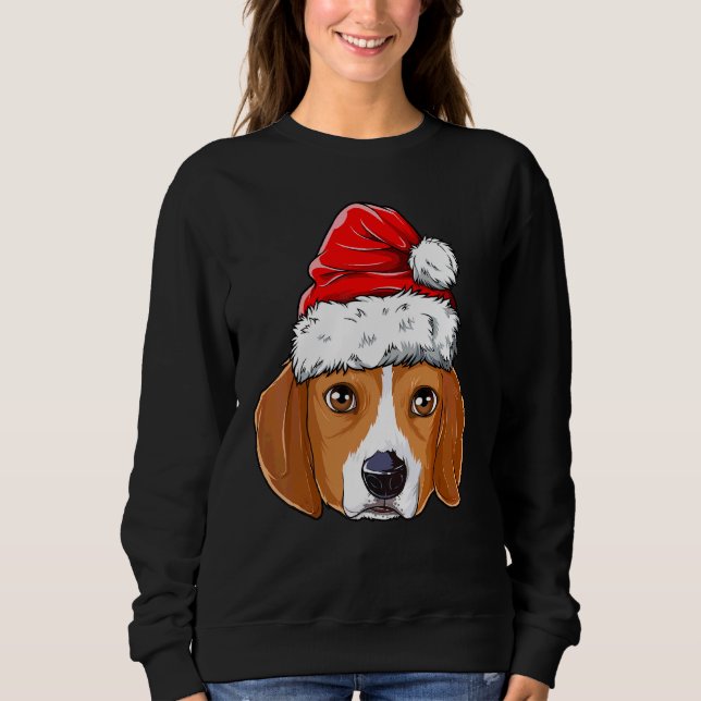 Beagle Christmas Dog Santa Hat Xmas Boys Kids Girl Sweatshirt (Front)
