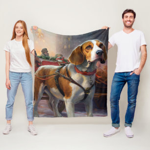 Beagle Christmas Festive Season  Fleece Blanket