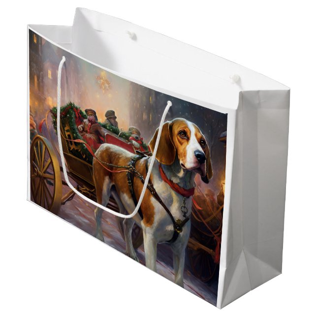 Beagle Christmas Festive Season  Large Gift Bag (Front Angled)