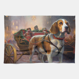 Beagle Christmas Festive Season  Tea Towel