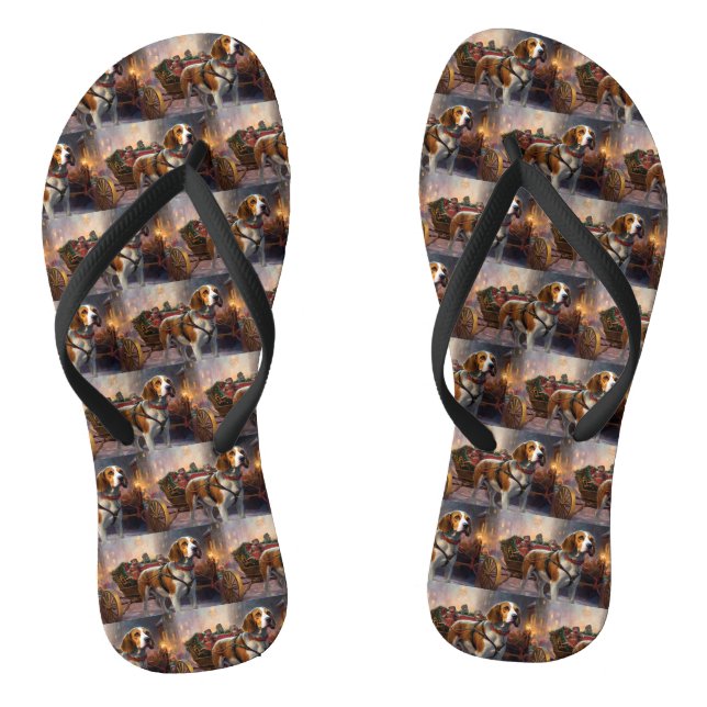 Beagle Christmas Festive Season  Thongs (Footbed)