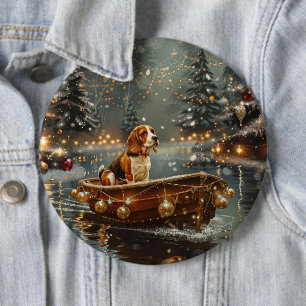 Beagle Christmas Festive Voyage 6 Cm Round Badge
