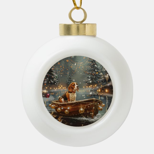 Beagle Christmas Festive Voyage Ceramic Ball Christmas Ornament (Front)