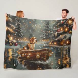 Beagle Christmas Festive Voyage Fleece Blanket