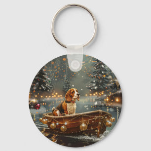 Beagle Christmas Festive Voyage Key Ring