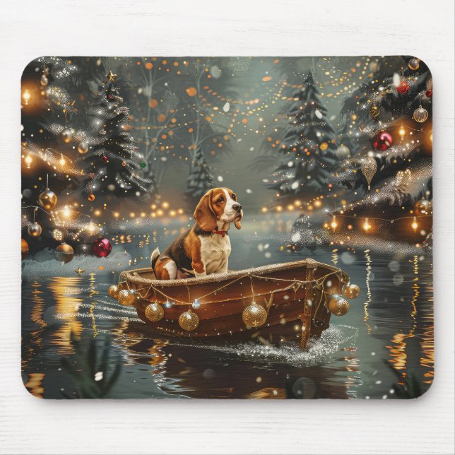 Beagle Christmas Festive Voyage Mouse Pad (Front)