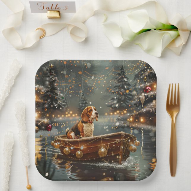 Beagle Christmas Festive Voyage Paper Plate (Wedding)