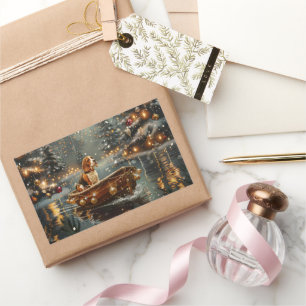 Beagle Christmas Festive Voyage Rectangular Sticker