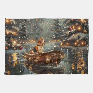 Beagle Christmas Festive Voyage Tea Towel