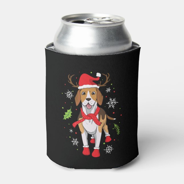 Beagle Christmas Funny Christmas Gift  Can Cooler (Can Front)