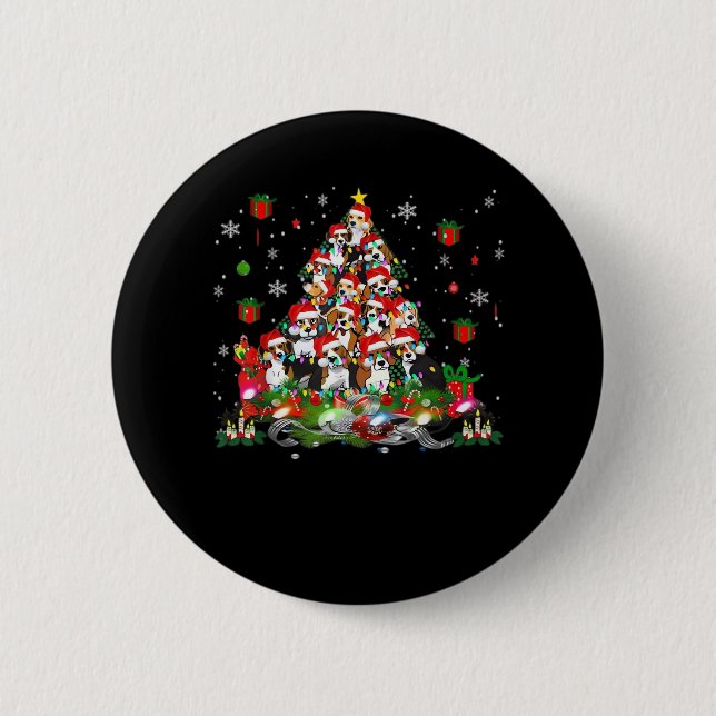 Beagle Christmas Funny Tees Beagle Xmas Tree Dog E 6 Cm Round Badge (Front)