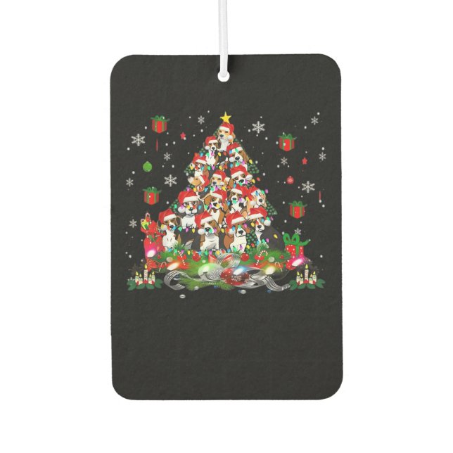 Beagle Christmas Funny Tees Beagle Xmas Tree Dog E Car Air Freshener (Front)