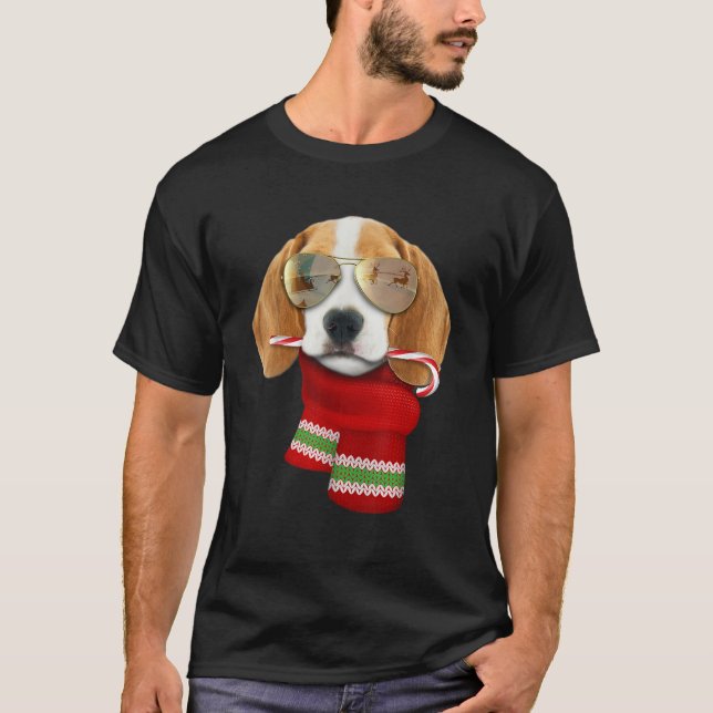 Beagle Christmas Gift for Dog Lovers Puppy Sunglas T-Shirt (Front)