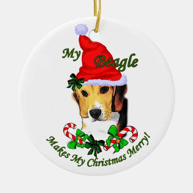 Beagle Christmas Gifts Ornament (Front)